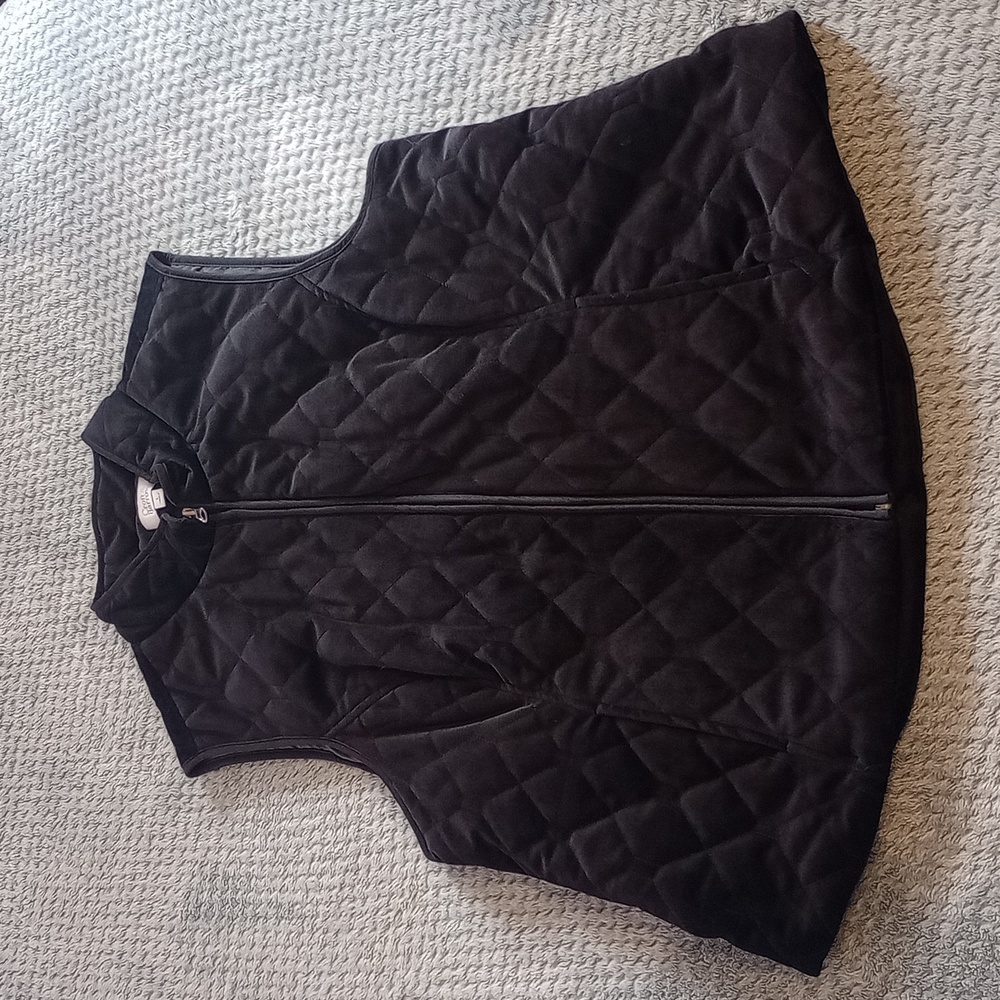 Black velour quilted vest